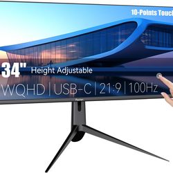 34" WQHD 3440×1440P Touchscreen Monitor, 3000:1 Contrast, 350cd/m² #1107T Y4