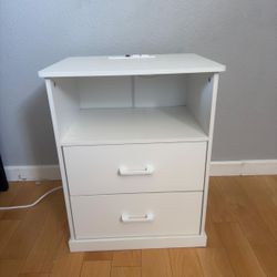 End Table White，with 2 Drawers and Large Storage Space TC02WET