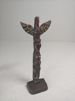 Boma Vancouver Canada signed Totem Pole cast Resin Folk Art  Vintage 8"