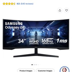 Samsung - 34" Odyssey G5 1000R Curved 1ms 165Hz QHD FreeSync Prem Gaming Monitor