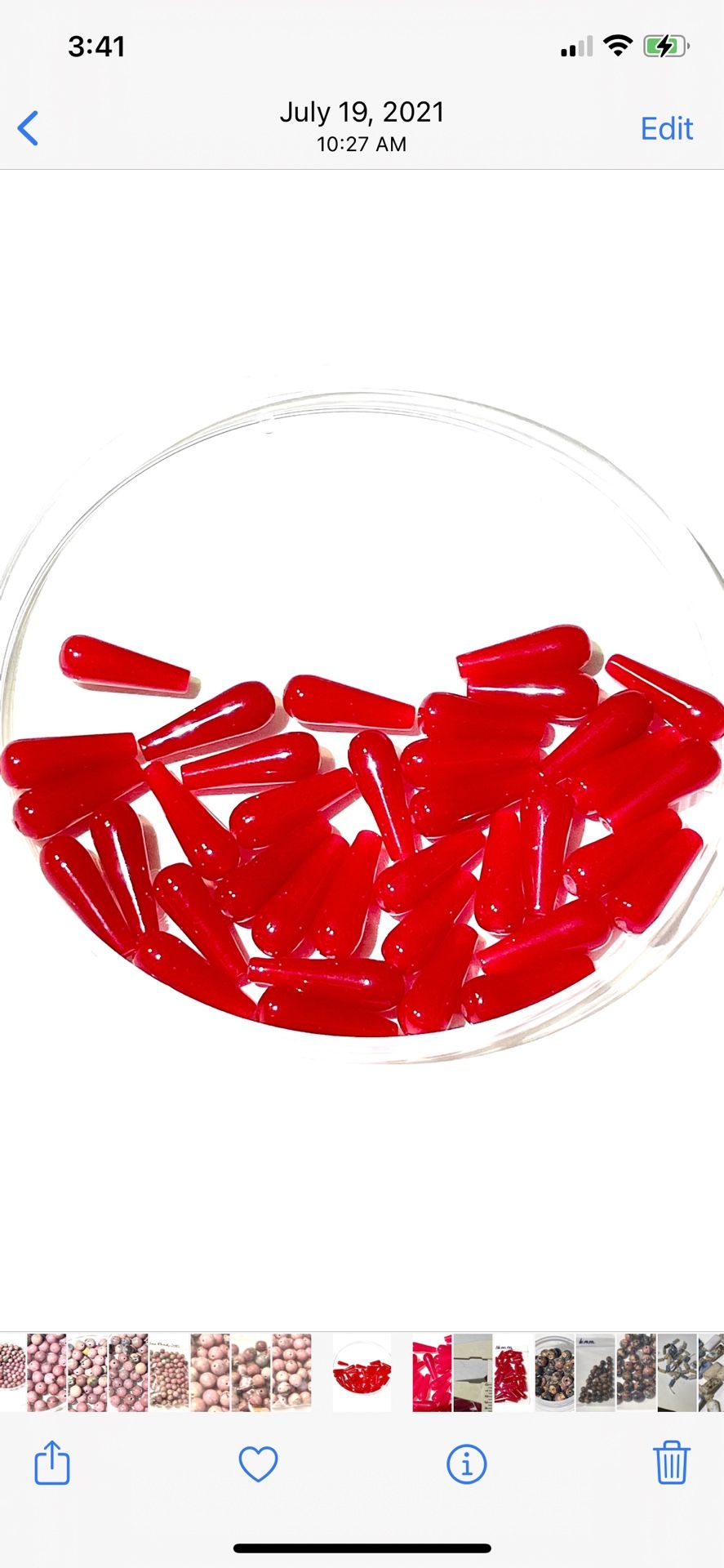 Lot Of 36 Red Teardrop Beads 