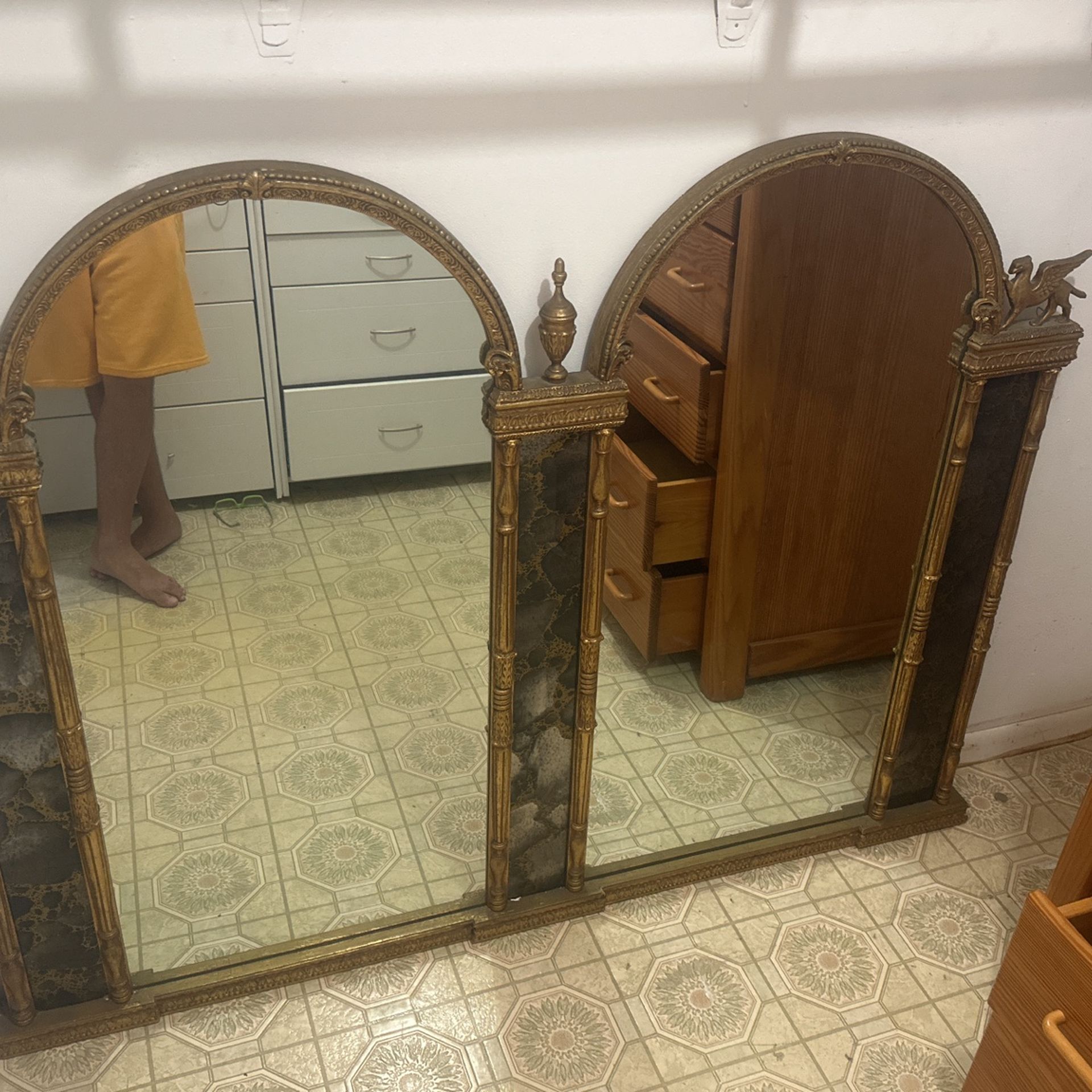 Double Mirror Trumeau Antique 19th Century Style Bargain! 