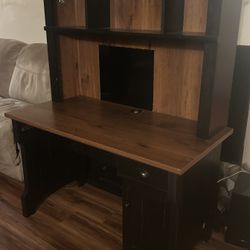 WOODEN DESK With HUTCH TOP 