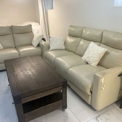 Cream Recliner Sofa Set 