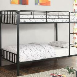 Brand New Black Metal Twin Over Twin Size Bunk Bed