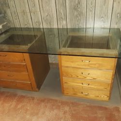 1/2 " THICK GLASS 33" X 70"  LARGE DRAWERS .