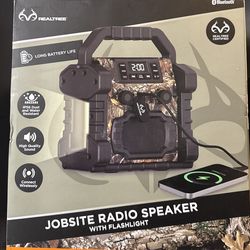 Jobsite Real Tree Water Resistant Radio Bluetooth Speaker with Flashlight