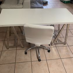 White Desk With Chair 