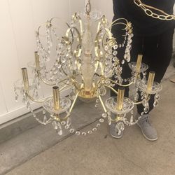 Large Gold Crystal Chandelier •REDUCED PRICE•
