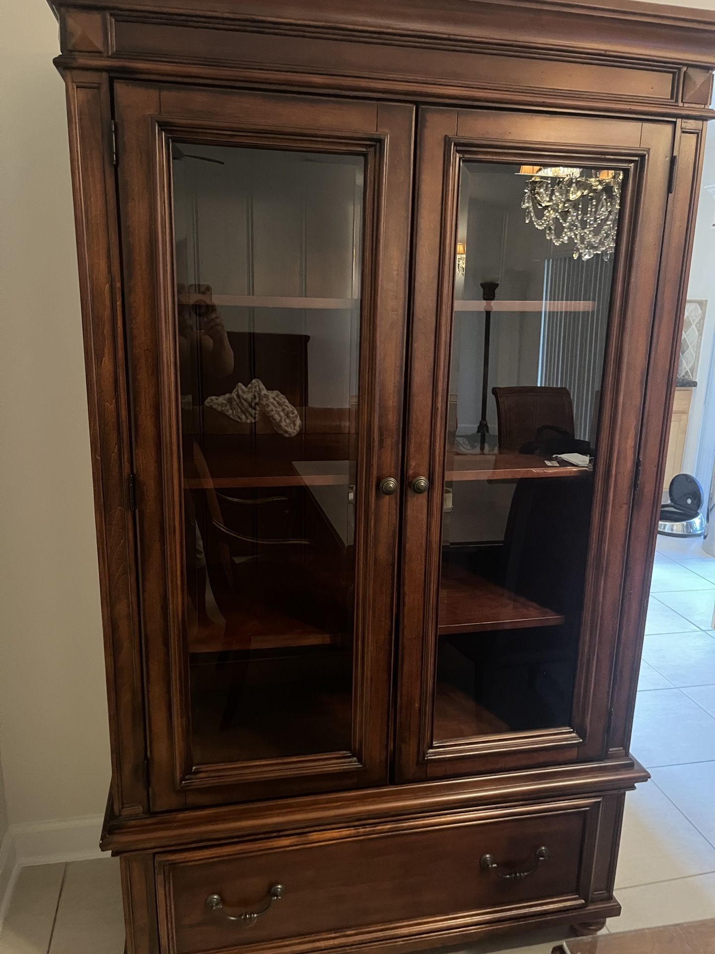 Collins Bookcase Book Shelf With Glass Doors & Bottom Drawer