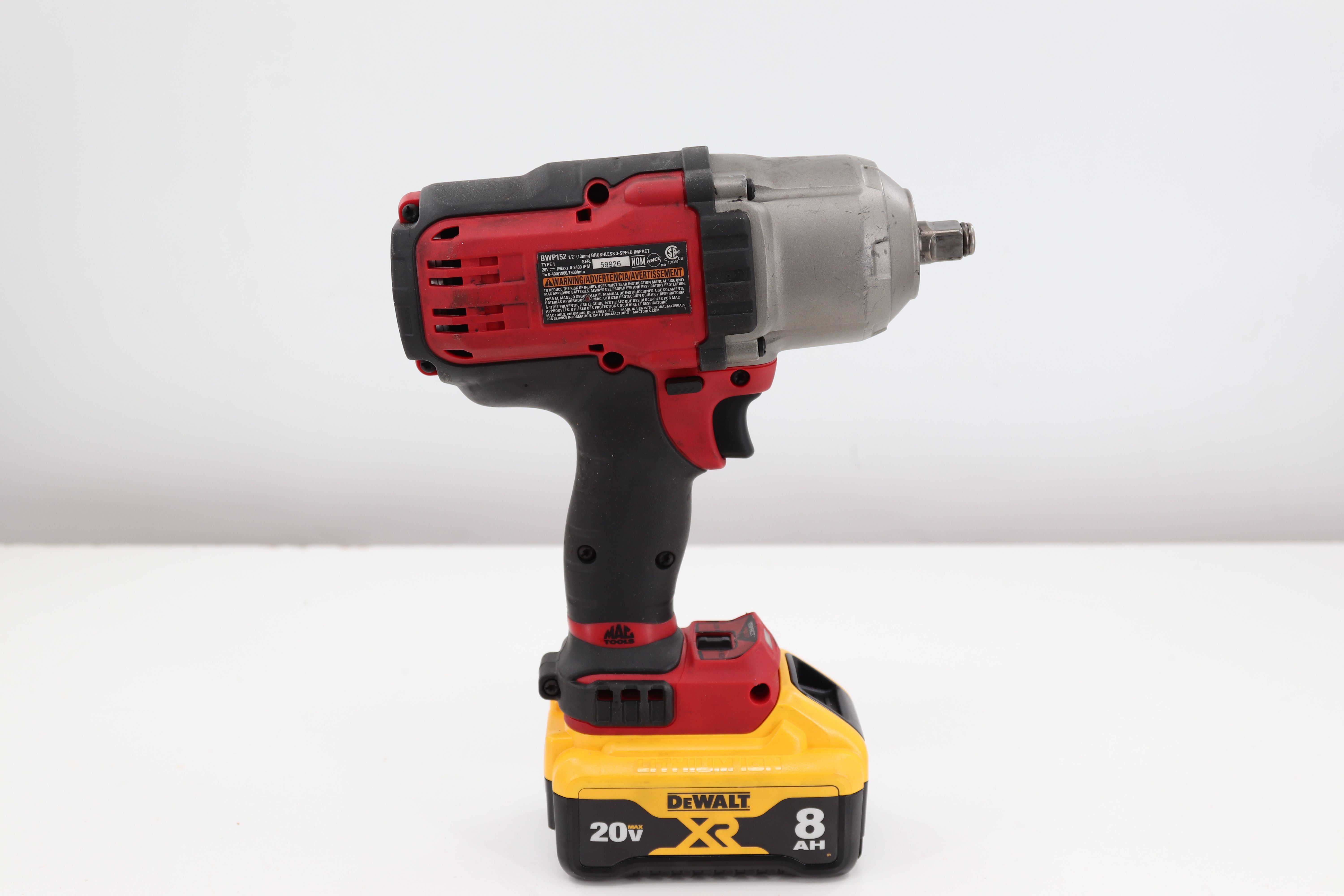 Mac Tools BWP152 1/2" Inch 20-Volt Impact Wrench w/ battery Used