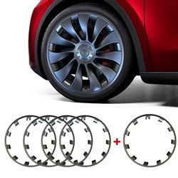 5 PCS Tire Trim Rings, Fit Tesla Model Y 2017-2024 Wheel Rim Protector Rim Guard Rim Hubcaps Cover Tire Trim Rings, Wheel Rim Protection Accessories (