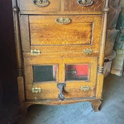 Vintage Antique Wood Storage Cabinet 