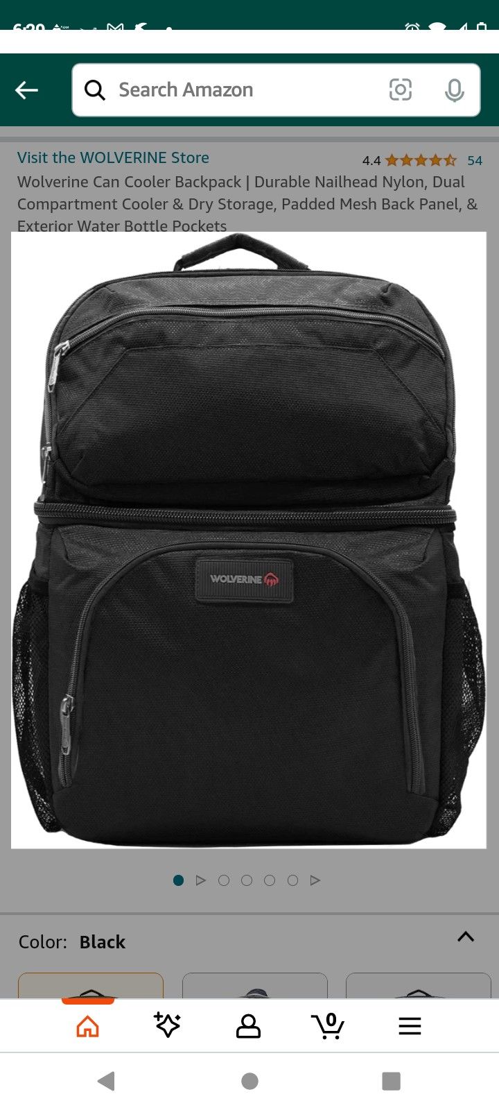 Wolverine 36 Can Cooler Backpack - Durable Nailhead Nylon, Dual Compartment Cooler &Dry Storage, Padded Mesh Back Panel &Exterior Water Bottle Pockets
