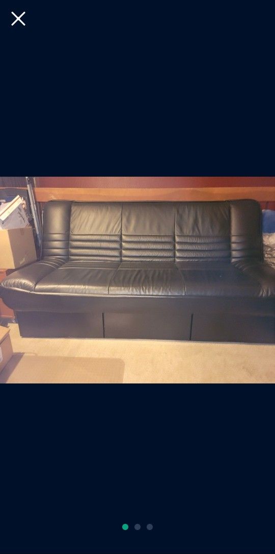😴Real Leather Futon With Storage