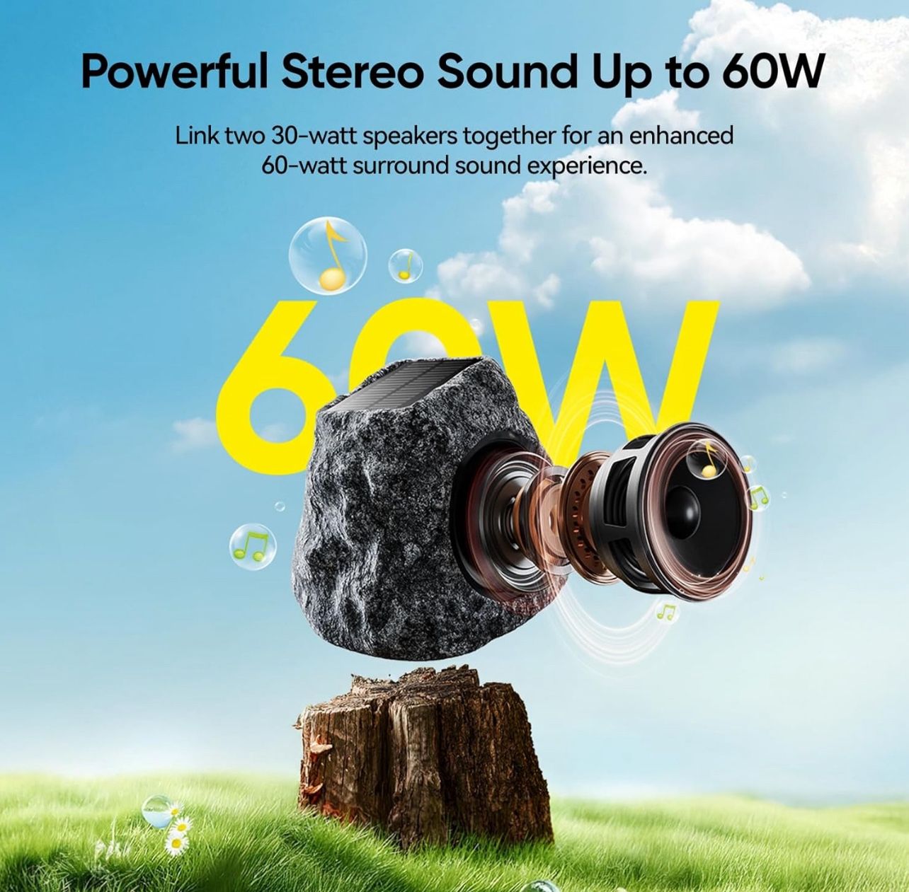 Outdoor Rock Speaker 60W Deep Bass Multi Sync up to 100 Speakers