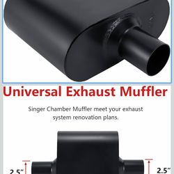 2.5 Mufflers Single Chamber 2.5" Universal Muffler Performance Race Exhaust Muffler 2.5 inch,Aggressive Deep Sound,Black(2.5" center in/out)