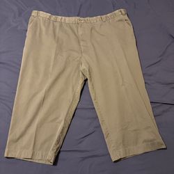  George Foreman Pants Men 58R 58X26 Gray Chino Comfort Zone Pleated Flat Front