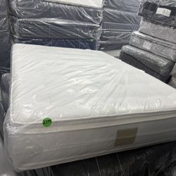 QUEEN SIZE SHIFMAN RESTORE DOUBLE SIDED LATEX HYBRID MATTRESS & BOX SPRING BED SET