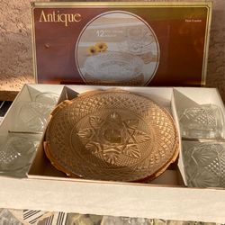 Antique Fine Crystal 12 Piece Snack Set Luminary By J.G. Durand