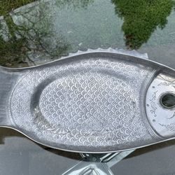 Vintage Arthur Court 1975 Fish Serving Tray Cast Aluminum Large 24”