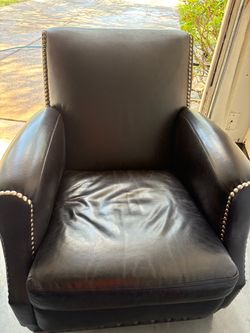 Crate & Barrel Genuine Leather Club Chair w/ Nailhead Trim - Like New Crate & Barrel Genuine Leather Club Chair w/ Nailhead Trim - Like New