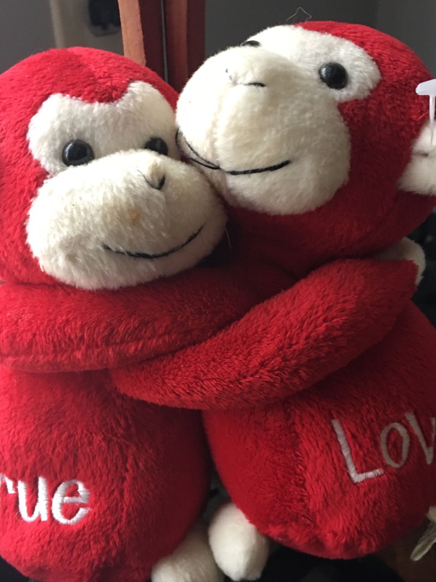 2 Plush Monkeys Hugging”true Love”