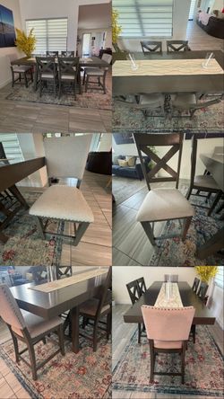 Signature Design by Ashley Caitbrook 7-Piece Counter Height Dining Set Table Extends to Seat Up to 8 People