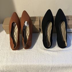 Buy One and Get One Free - Tingrise Woman’s Flat Pointed Toe Ballet Style Slip On - Size 10