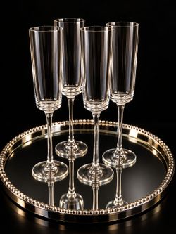 Set of 4 Crystal Champagne Flutes
