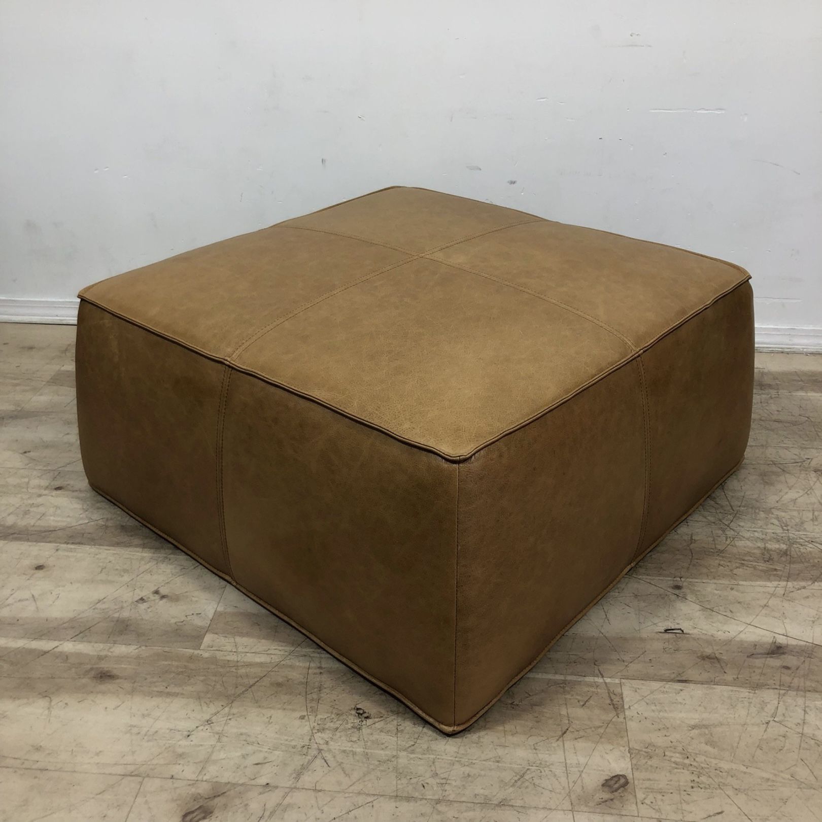 Amazon Rivet Genuine Leather Ottoman Pouf 36"