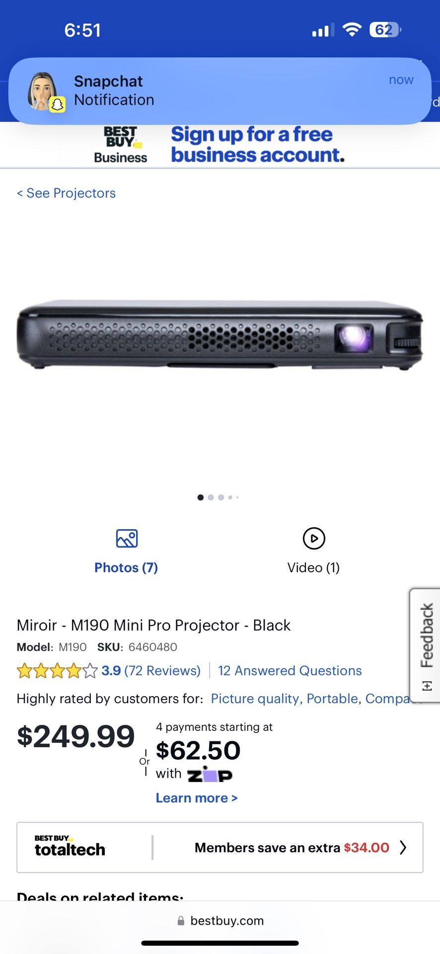 Miroir portable, mini projector
