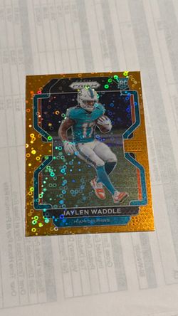 2021 Panini Prizm Jaylen Waddle RC Orange Disco Prizm Rookie #338 Miami Dolphins