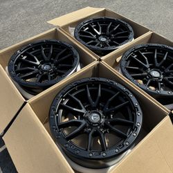 New Fuel Rebel 18”  Black Wheels 6 Lug Rims Rines Off-Road Satin Black Silverado Sierra Tacoma 