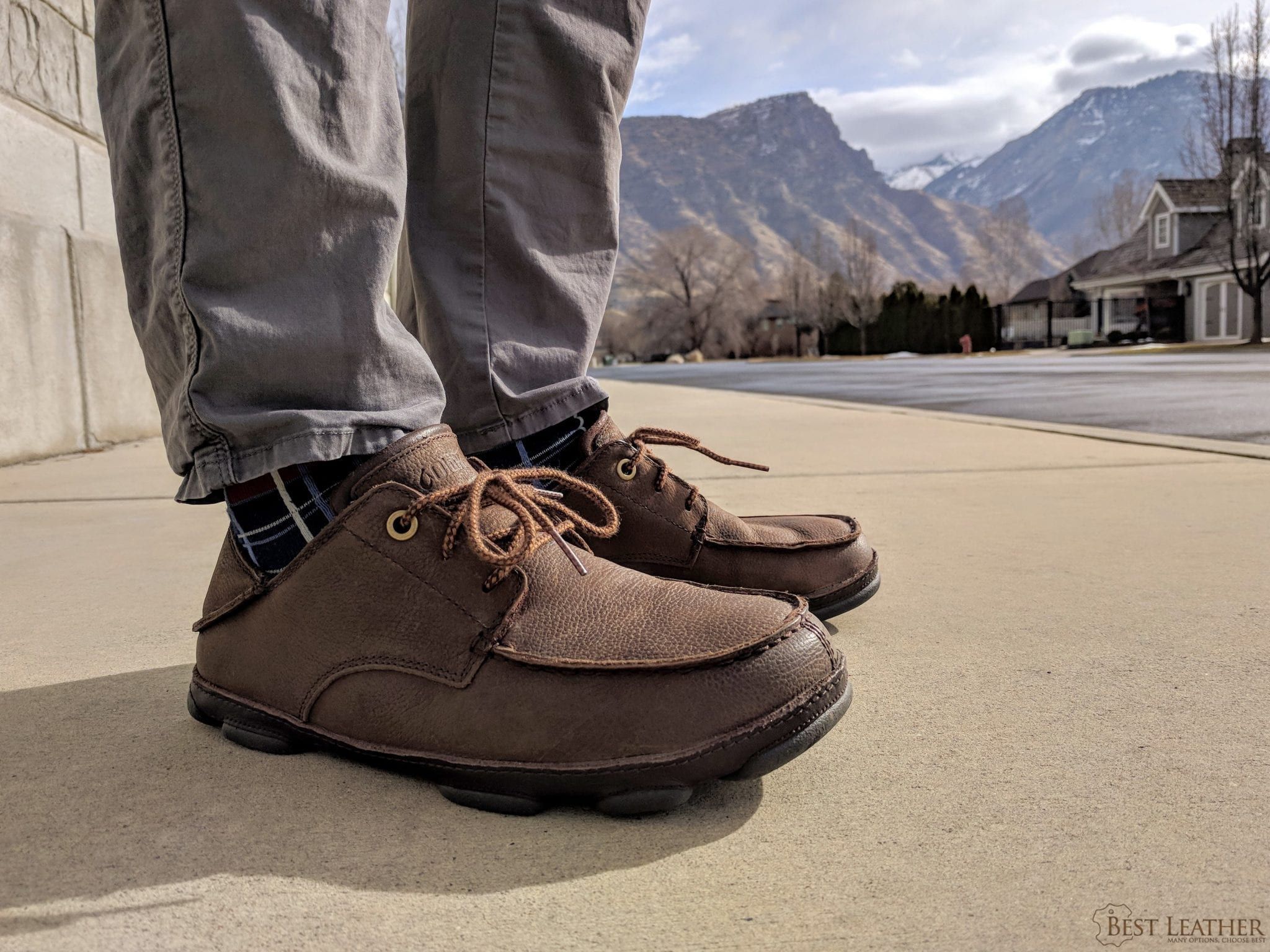 OluKai Kupa'a Shoes Lace Up/Slip On Leather Size 11.5 M Brown Convertible Heel