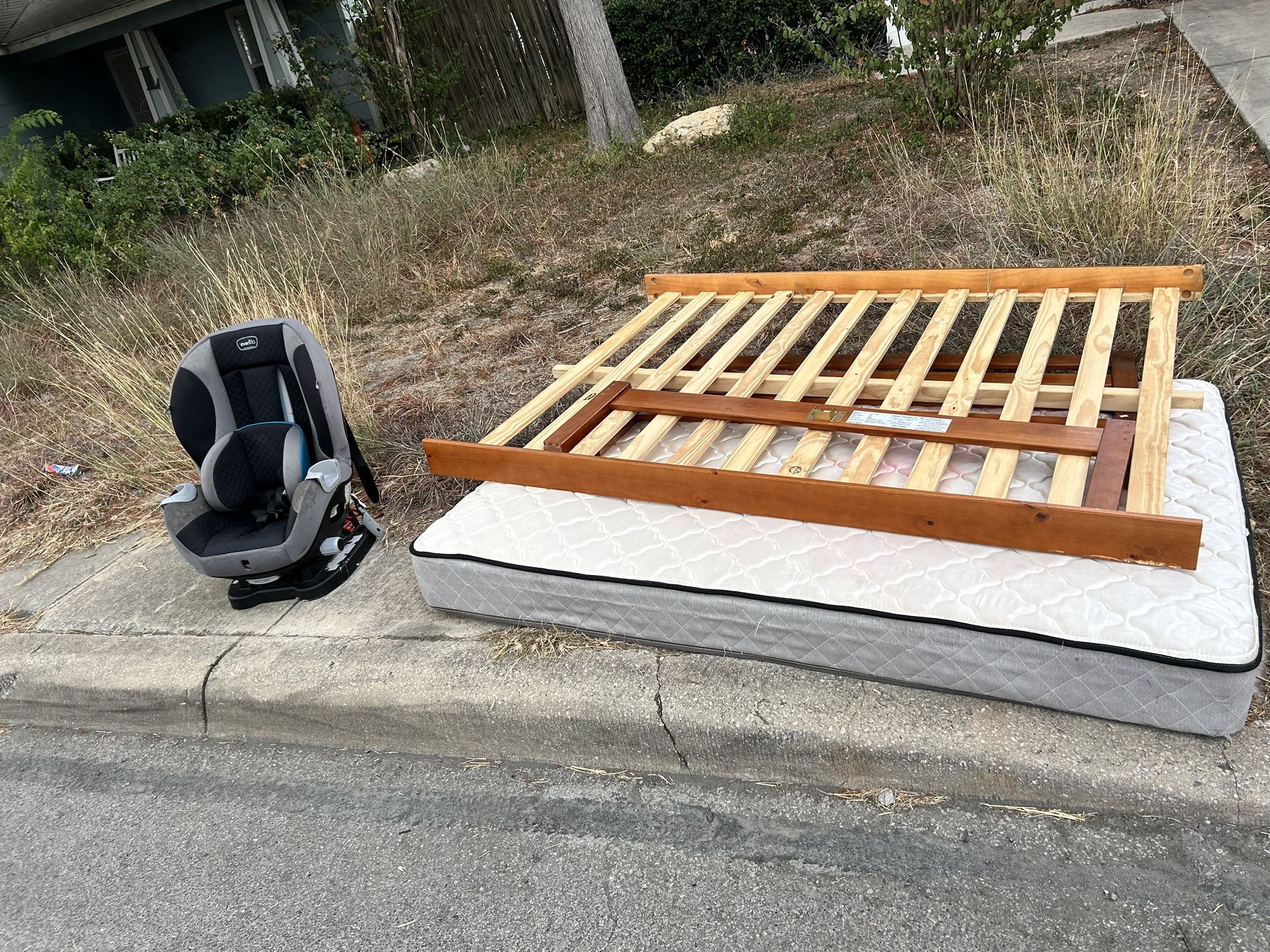 Free Full Size Bed Frame,Car seat Etc.