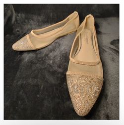 Juicy Couture Penny Champagne Rhinestone Jewel Flat