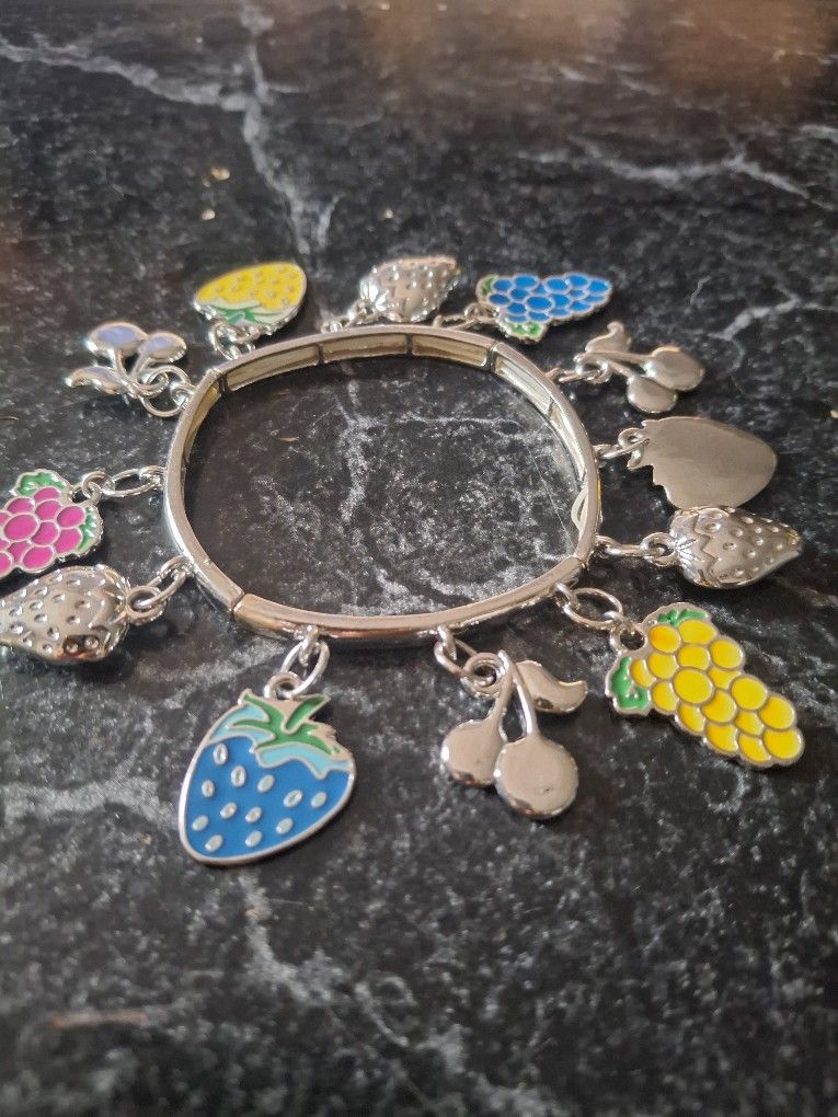 Assorted Fruit Charm Stretchable Bracelet