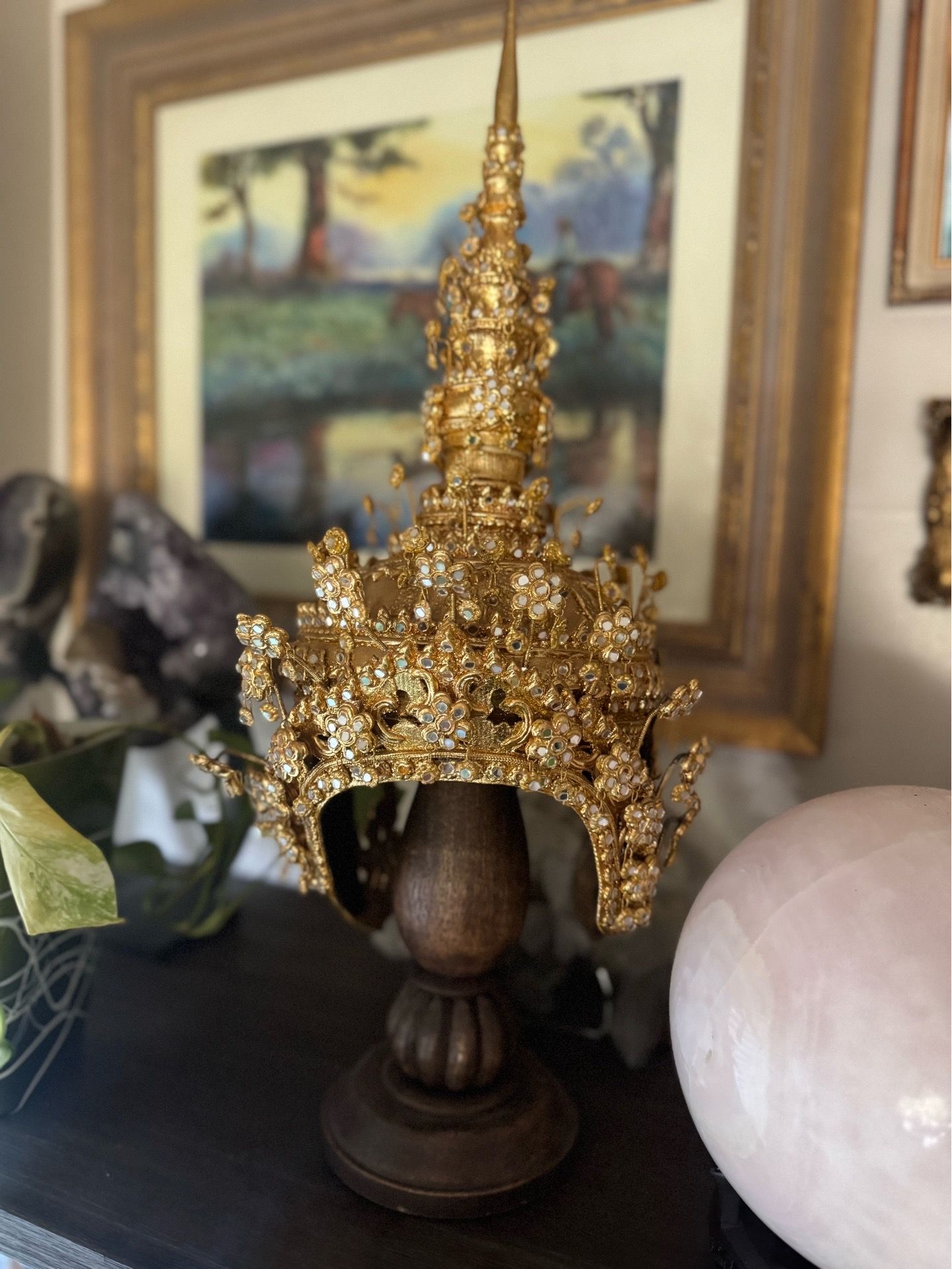 Stunning Thai Dance Gold Crown Chada Accessories Costume
