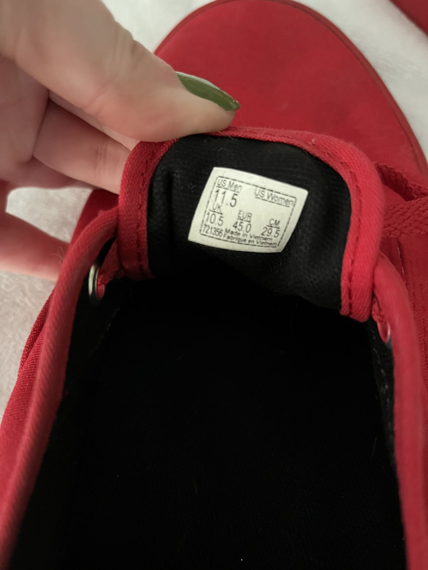 Men’s Red low top vans , 11.5