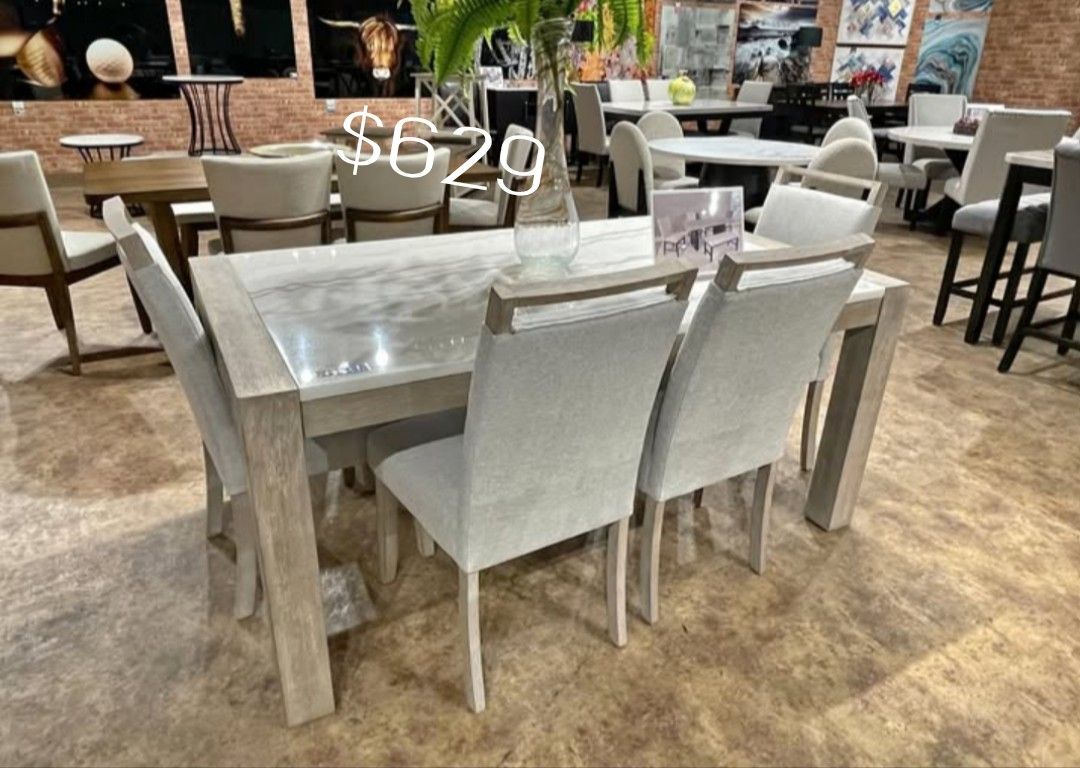 Luxury 6-pc Dining Table Set With Bench 