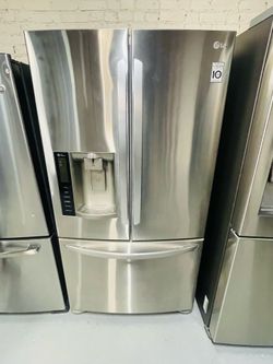 LG stainless steel refrigerator (36" x 69" x 29") with a 90-day warranty on the receipt.