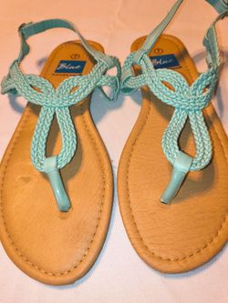 Blue Brand Braided Thong Sandals
