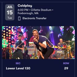 1 or 2 Coldplay Concert Tickets Available 