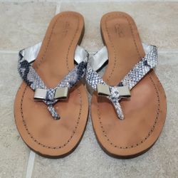 Coach Sable Grey Snakeskin Flat Sandals Womens Size 7