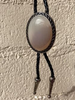 Pink opal bolo tie necklace
