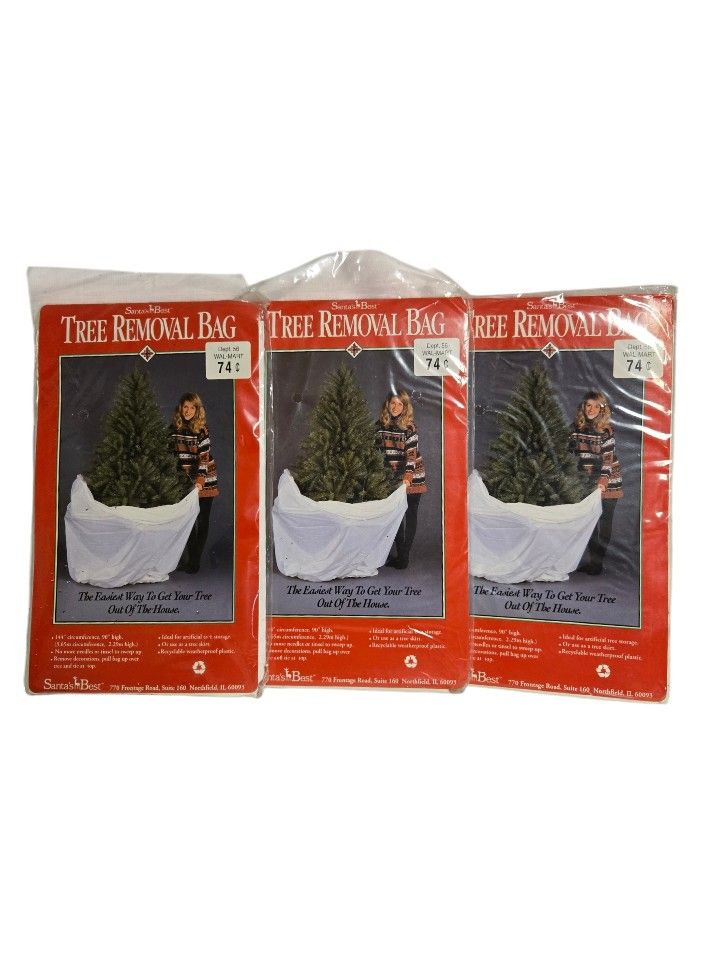3 vintage Wal-Mart 90" Christmas tree removal bags unopened
