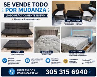 Moving Sale – Like New Furniture (Less Than 2 Months Old) – King Bed, Queen Bed, Futon & Patio Set