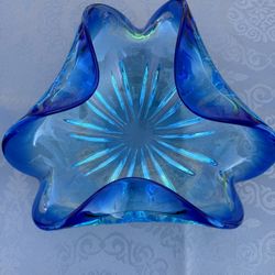 Vintage, Blue, Glass, Large, ASHTRAY, NEW