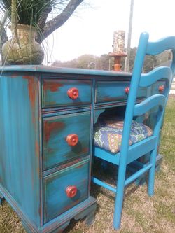 Refurbished vintage desk/vanity and chair